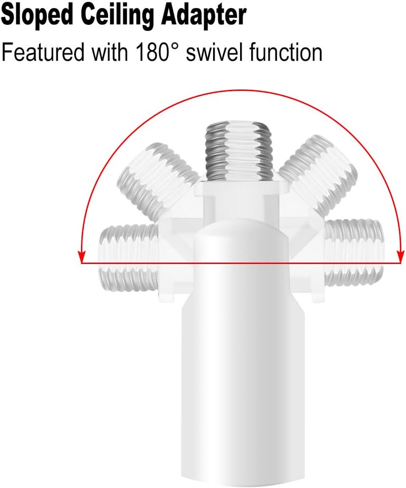 MAYOMAJO 8 Pieces M10 Threaded Extension Poles Lighting Fixture Downrods Stems & 180 Degrees Sloped Ceiling Adapter Kits for Pendant Light, Island Lighting, Chandeliers (White) - Image 5